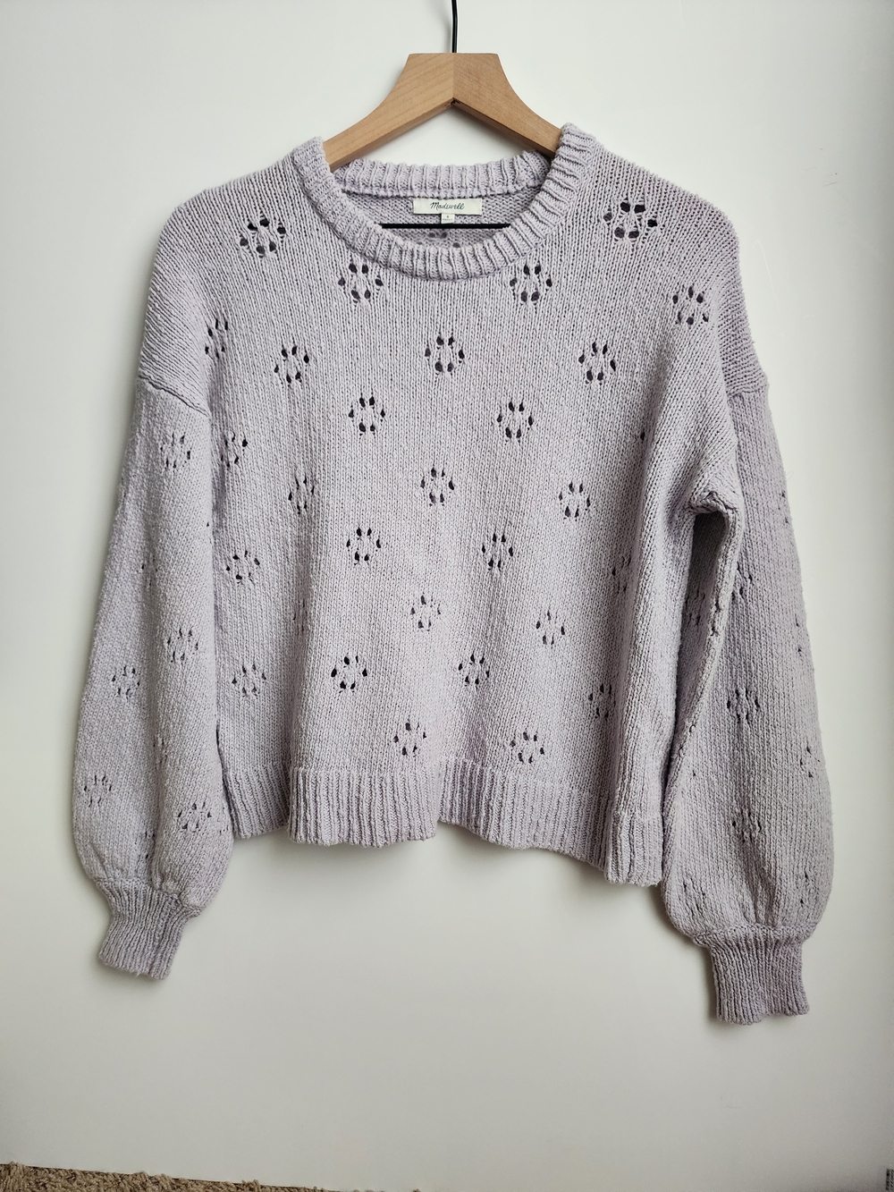 Madewell Floral Pointelle Pullover Lavender Sweater
